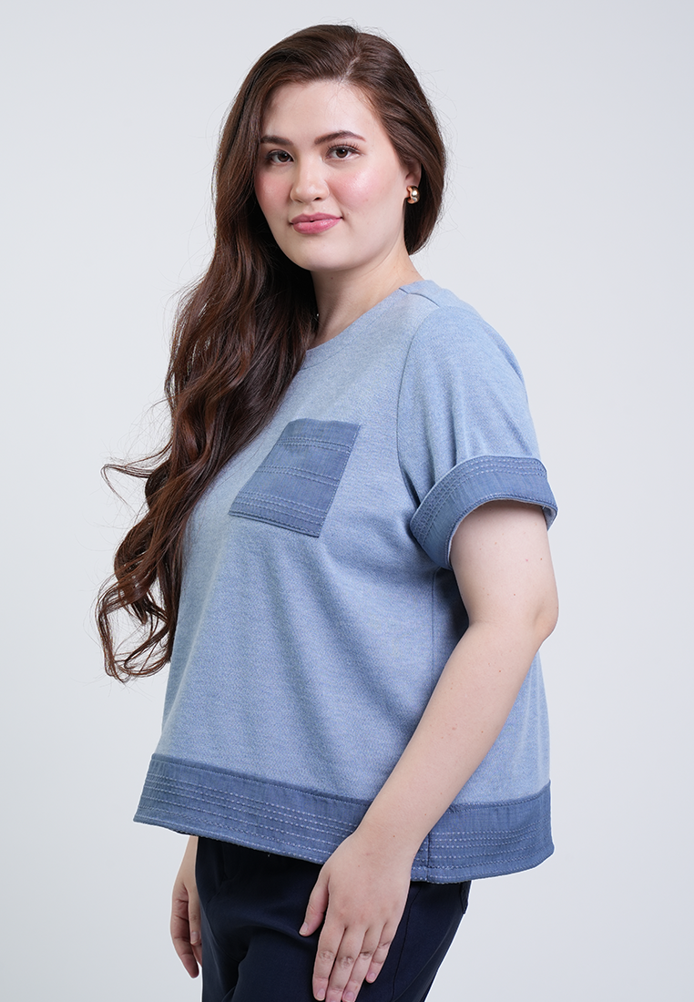 Milly Plus Size Danielle Relaxed Fit Patch Pocket Top