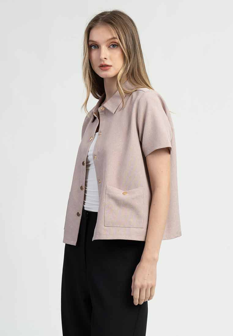 Carys Collared Short Sleeve Button-Down Top