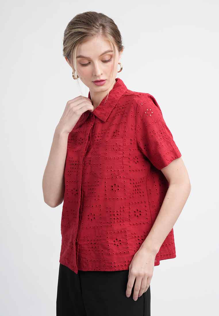Carmen Short-Sleeved Eyelet Shirt