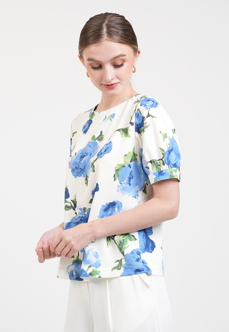 Mira Vintage Floral High-Neck Blouse
