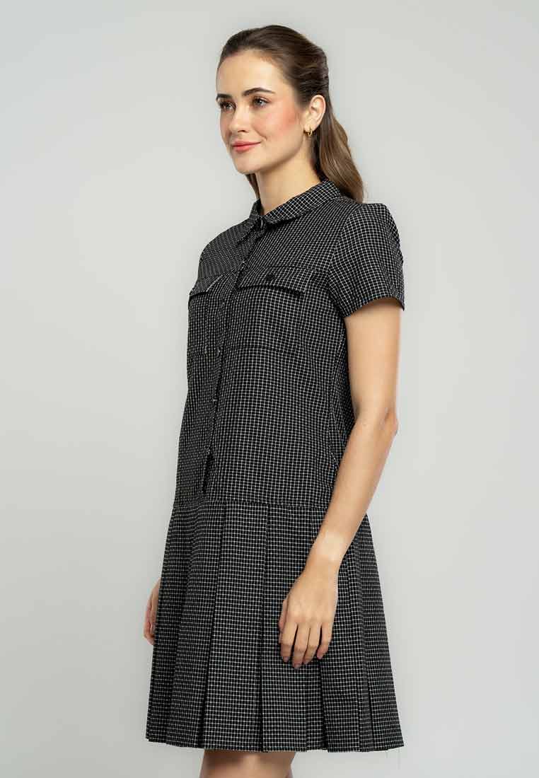 Laila Collared Shirt Dress in Pincheck Print