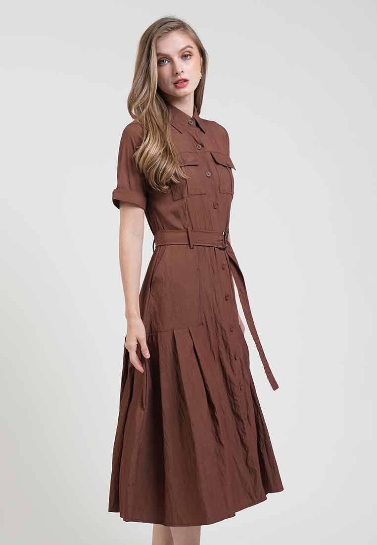 Daphne Button-Down Midi Dress with Belt