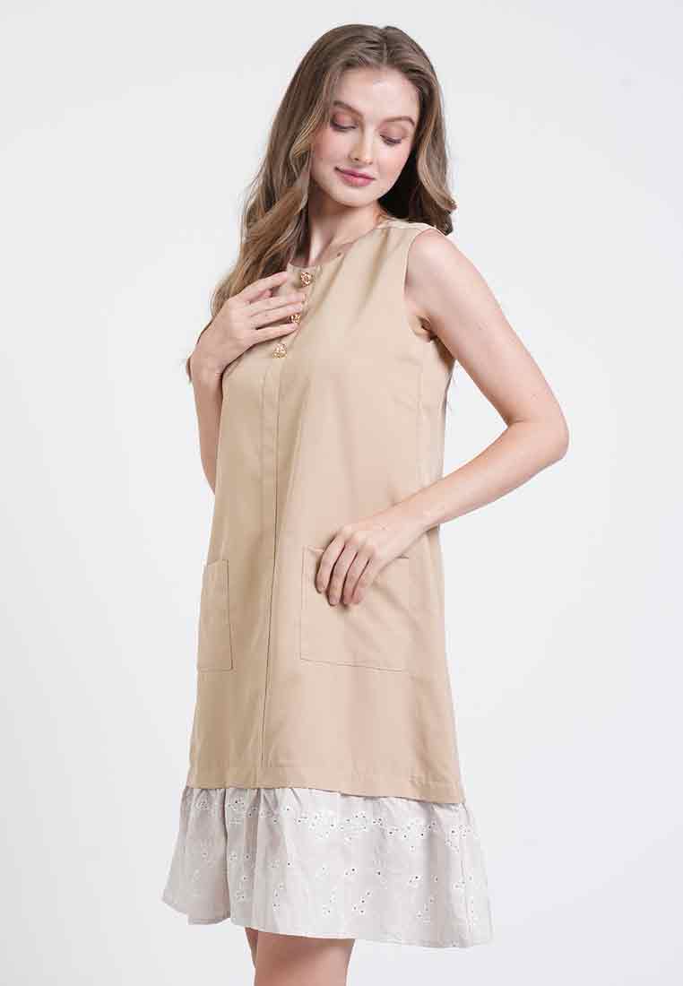 Grace Embroidered-Hem Sleeveless Dress
