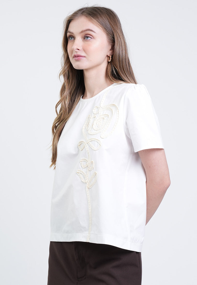 Allesandra Floral Appliqué Top