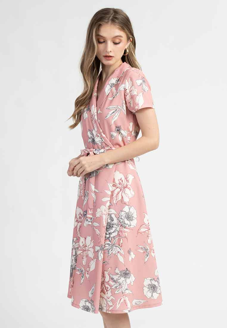 Nadia Floral Wrap A-Line Dres