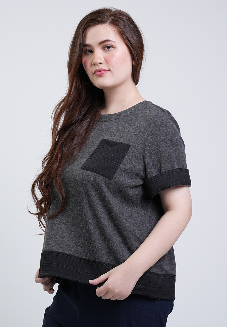 Milly Plus Size Danielle Relaxed Fit Patch Pocket Top
