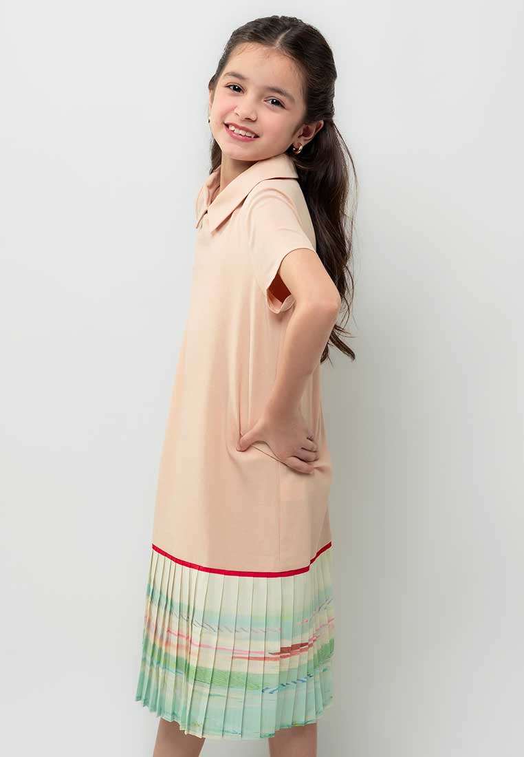 Treehouse Aurora Collared Dress with  Pleated Hem