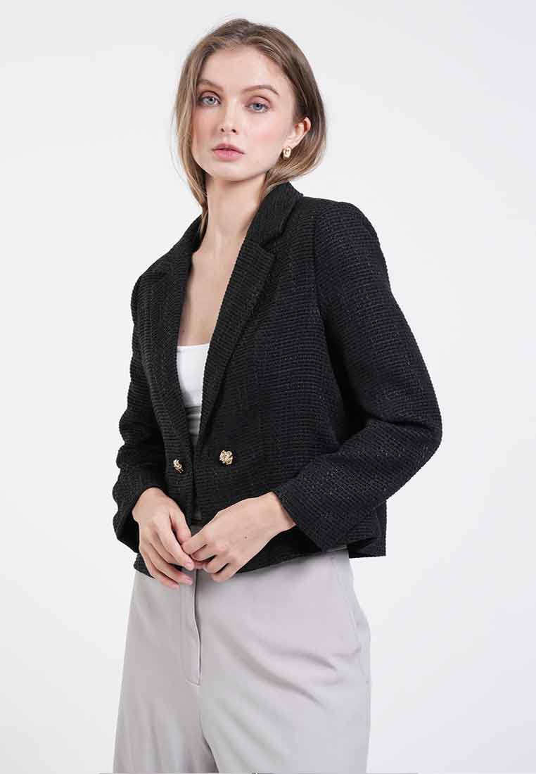 Wandashuri Cropped Tweed Blazer