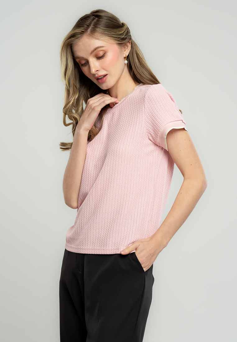 Arleth Textured Knit Top with Ribbing Detail