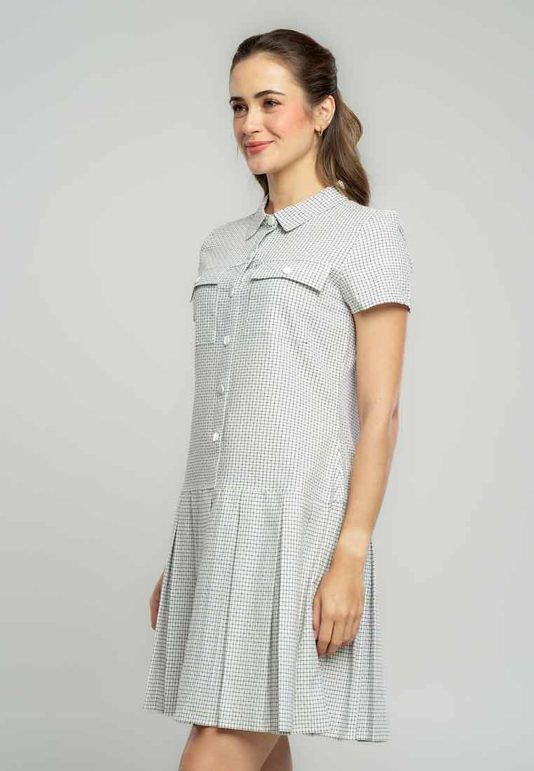 Laila Collared Shirt Dress in Pincheck Print