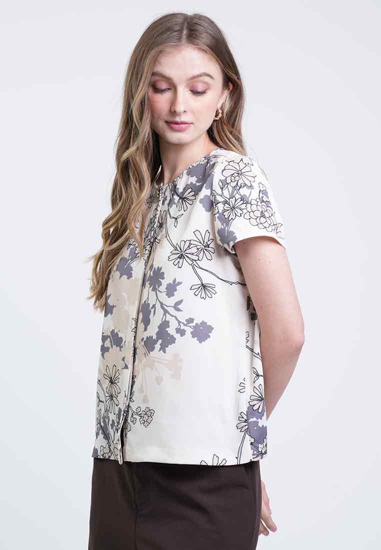 Lauren Button-Front Floral Top