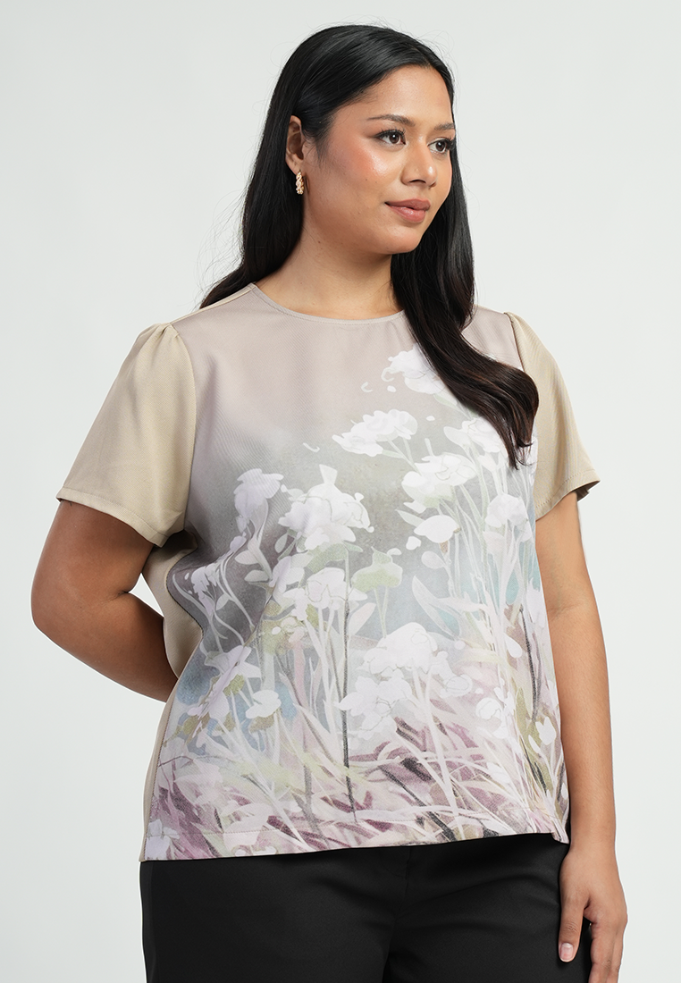 Milly by Paperdolls Sarina Floral Graphic Crewneck Top