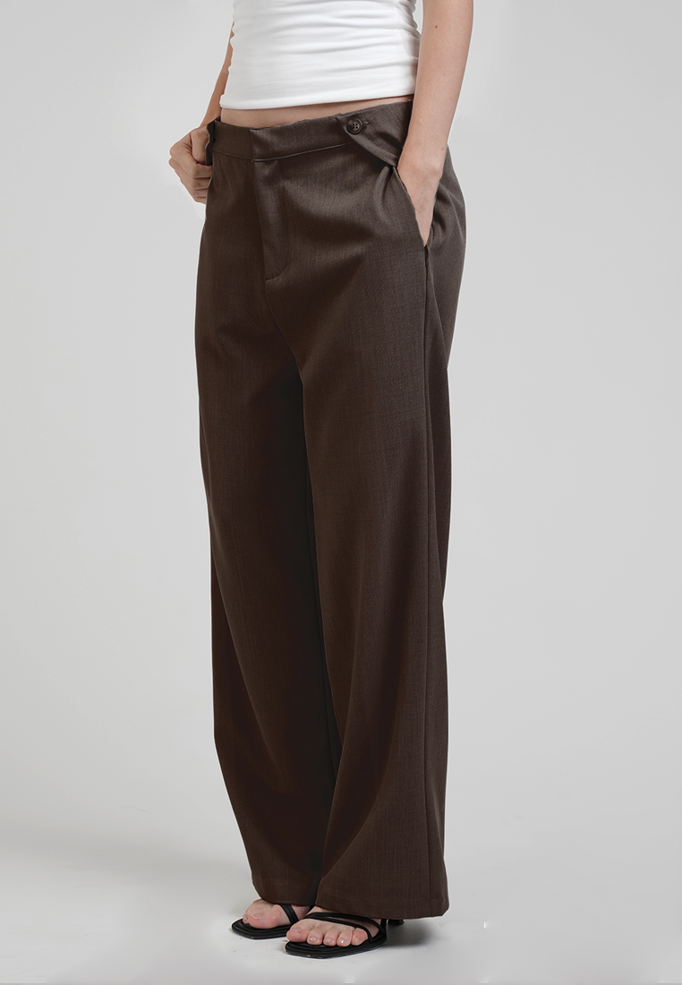 Charlie Button-Accent Straight Pants