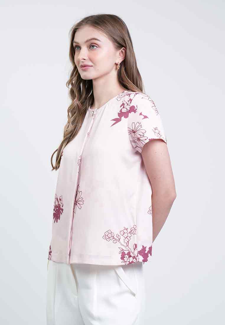Lauren Button-Front Floral Top