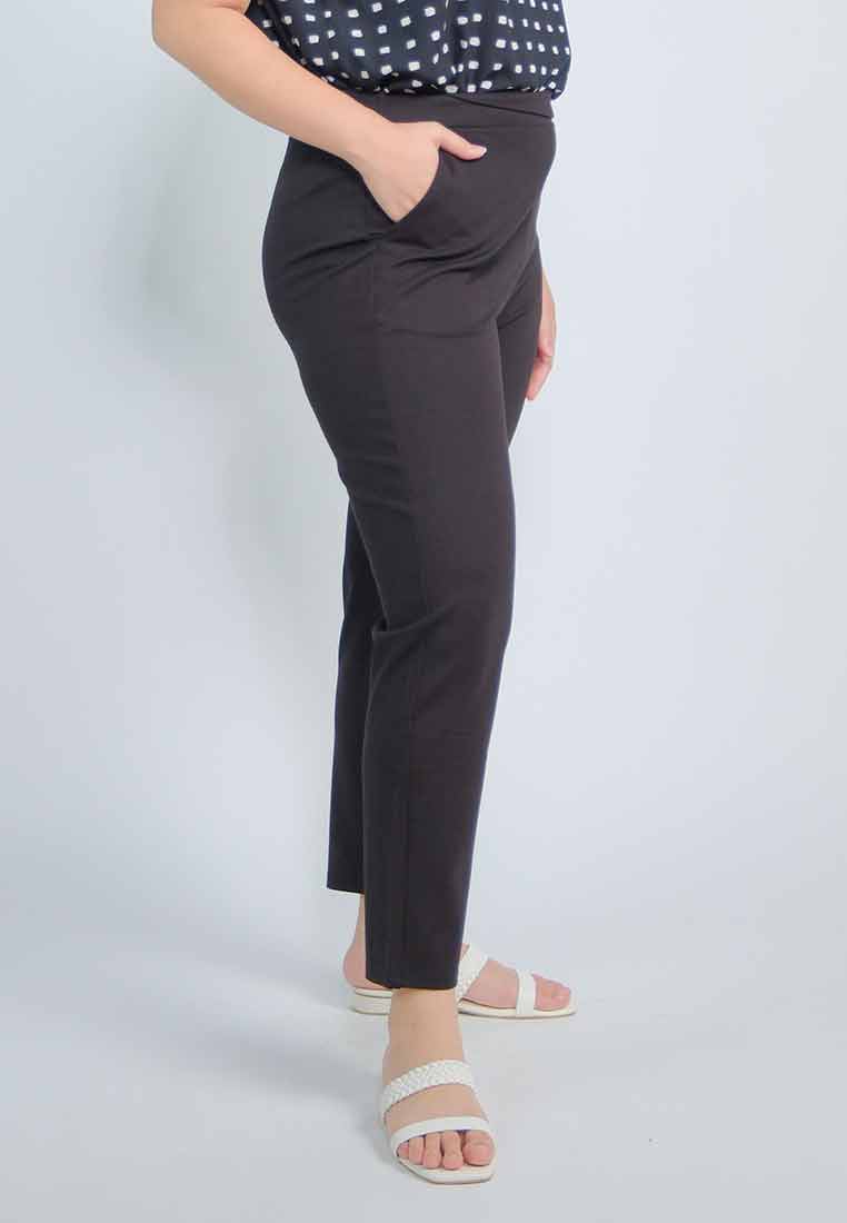 Milly Plus Size Wrenn Spandex Pants with Asymmetrical Tab Detail