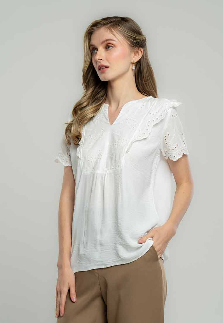 Imani Eyelet Embroidered Linen Blouse