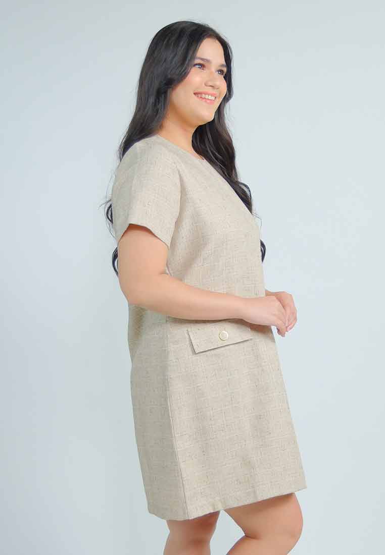 Milly Plus Size Zaria Tweed Dress with Front Pockets