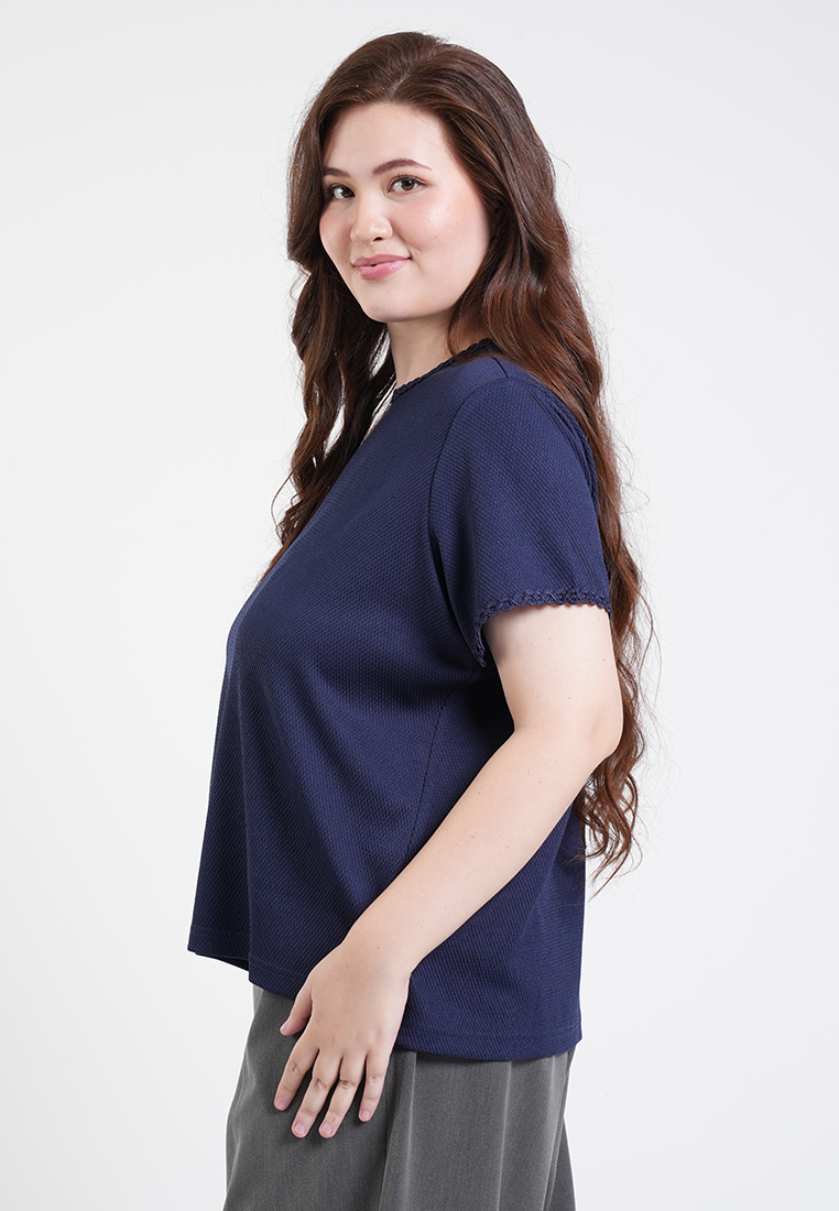 Milly Plus Size Solene Relaxed Scalloped Trim Top