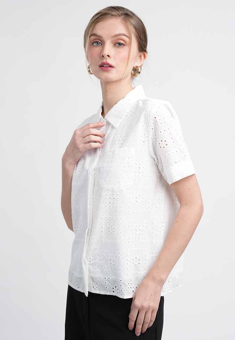 Carmen Short-Sleeved Eyelet Shirt