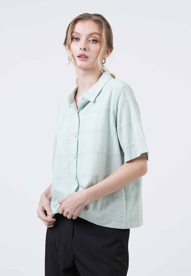 Patricia Scalloped Eyelet Blouse