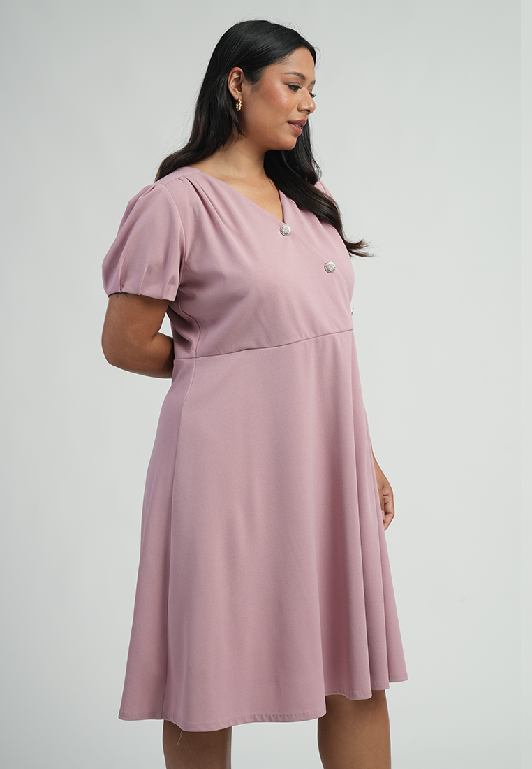 Milly by Paperdolls Julianne V-Neck Asymmetric Button Dress