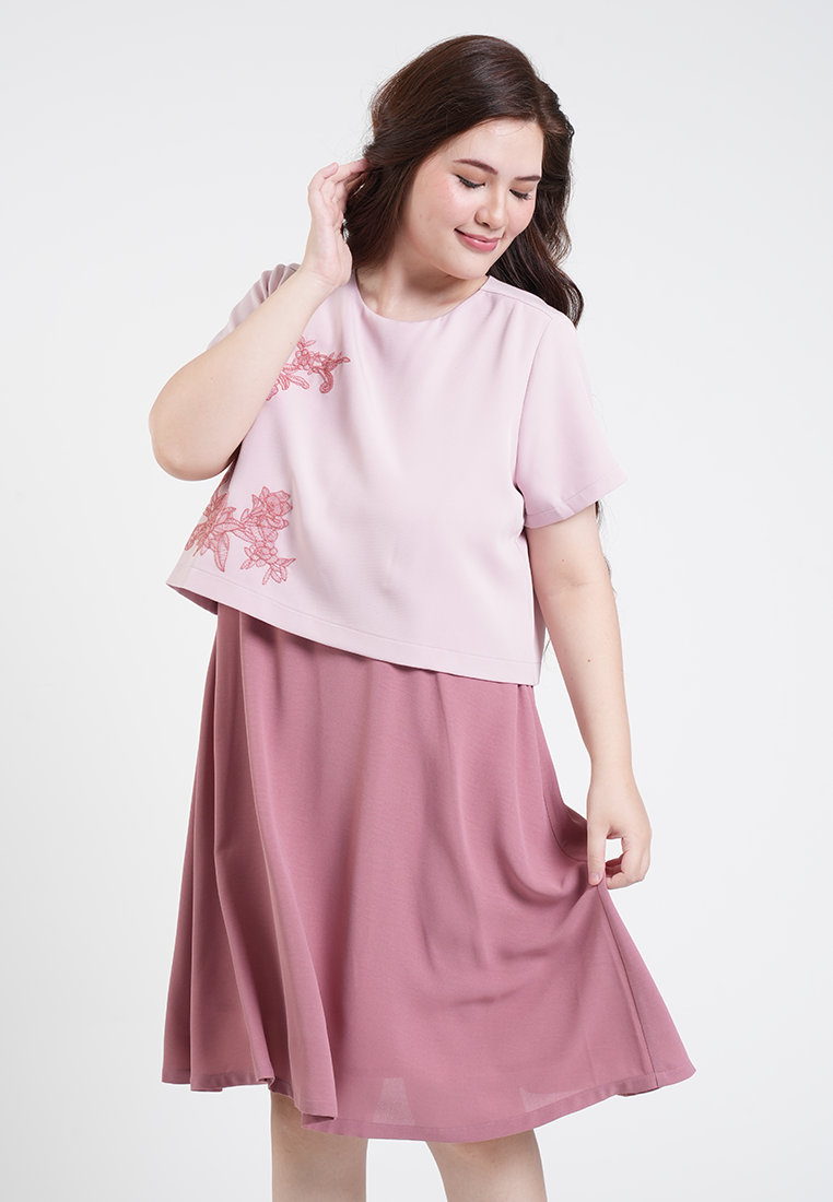Milly Plus Size Samantha Floral Overlay A-Line Dress