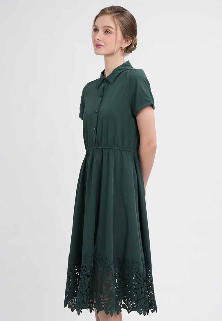 Martha Short Sleeve Collared Hem Dress