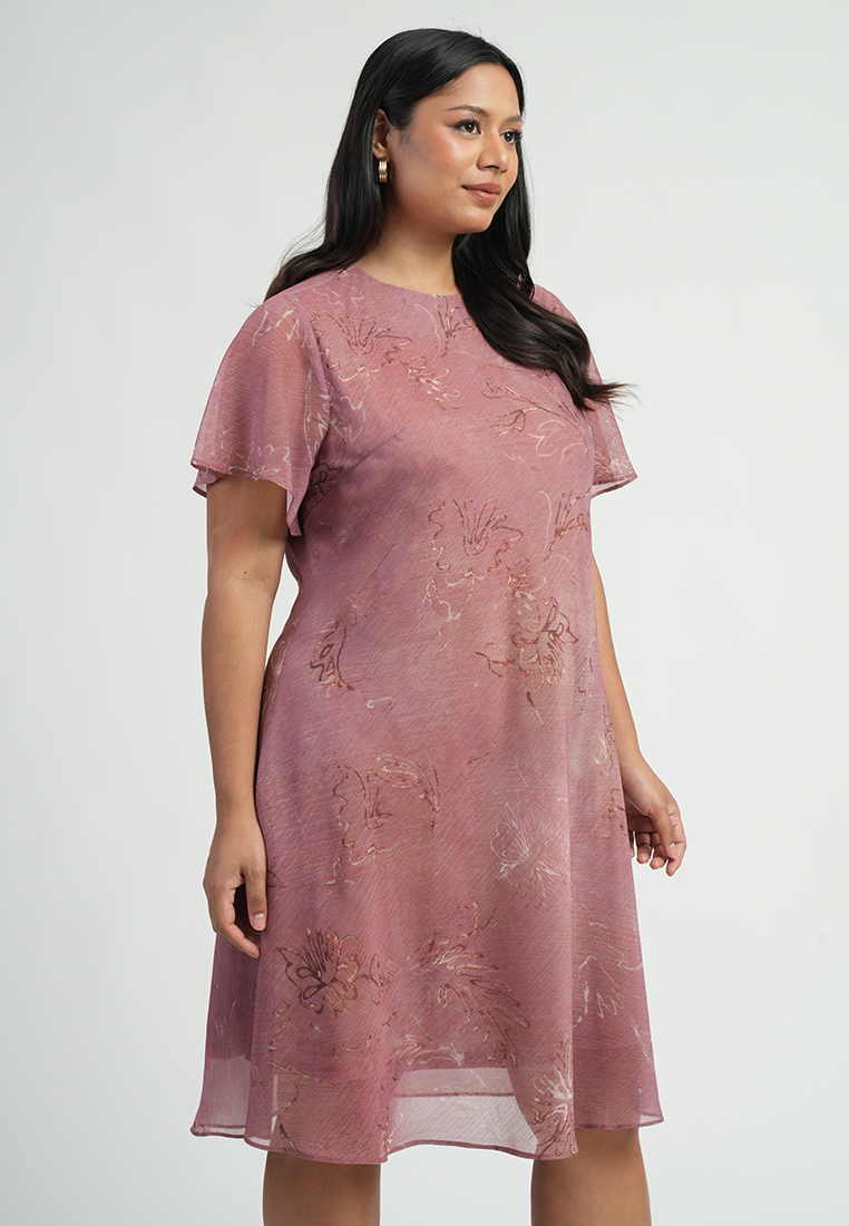 Milly by Paperdolls Tiarra Flutter Sleeves Abstract Floral Dress