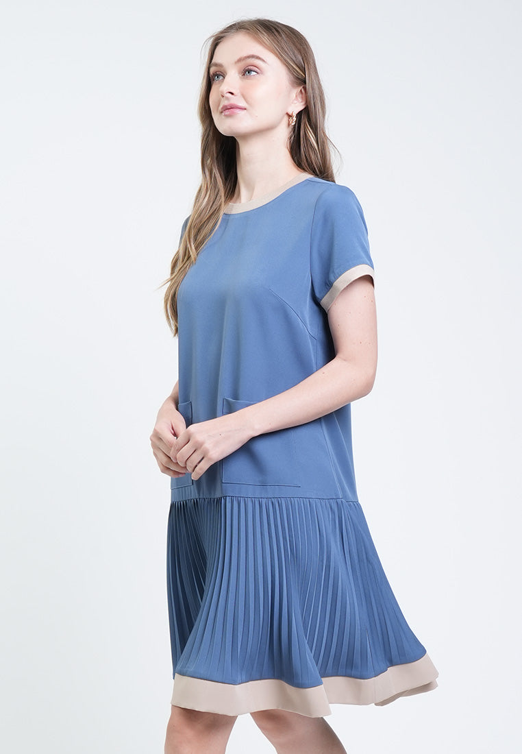 Jennie Pleated Contrast Dress