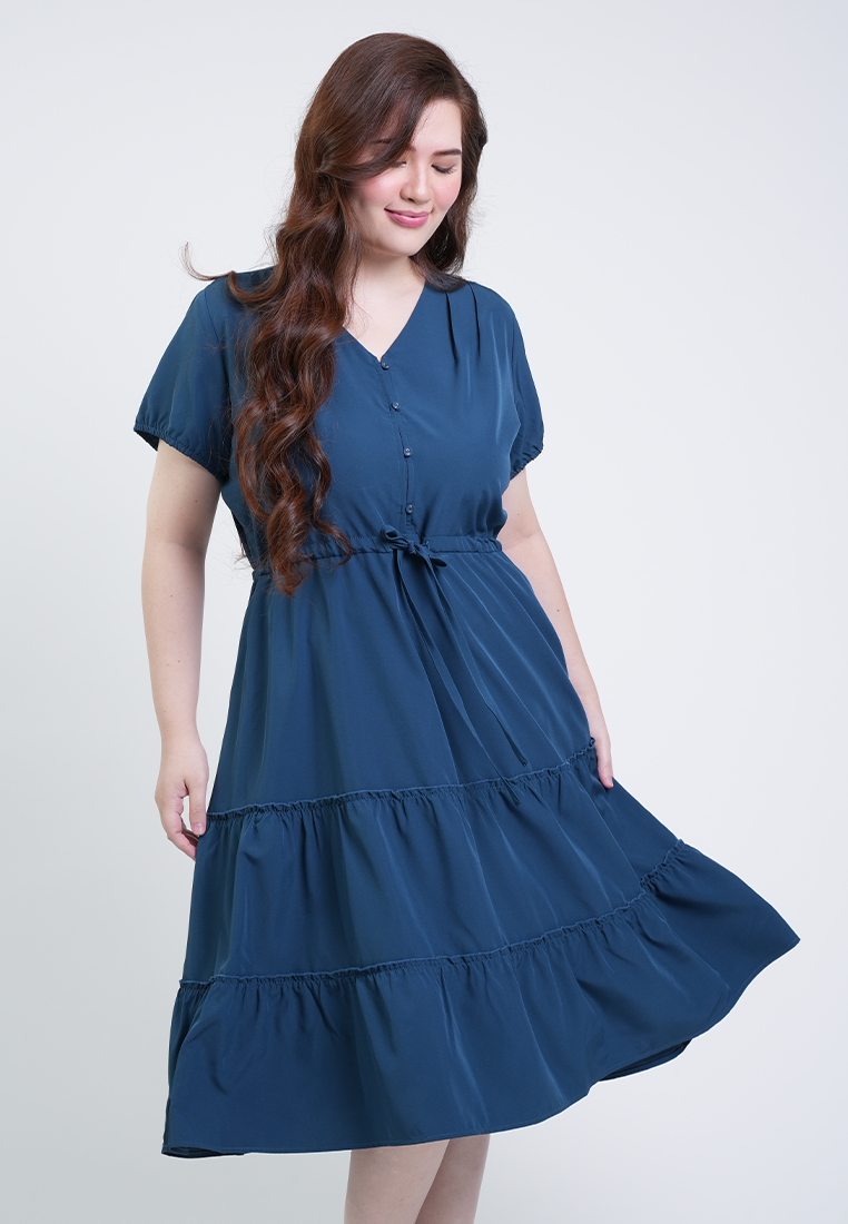 Milly Plus Size Thea Tiered Midi A-line Dress
