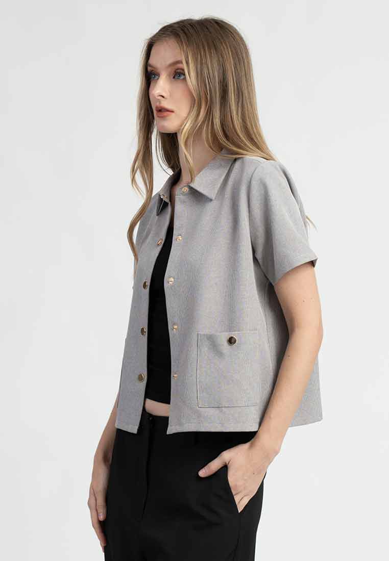 Carys Collared Short Sleeve Button-Down Top