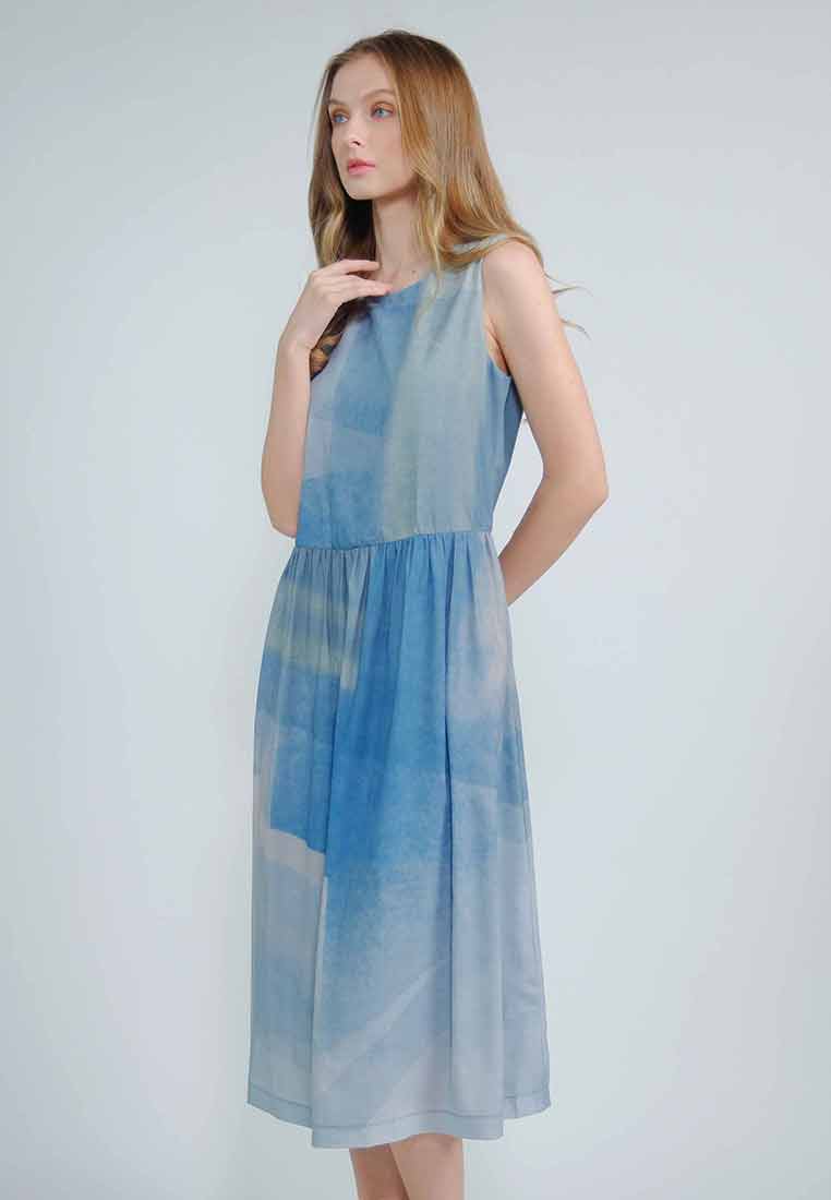 Solviennne Sleeveless Dress in Abstract Print