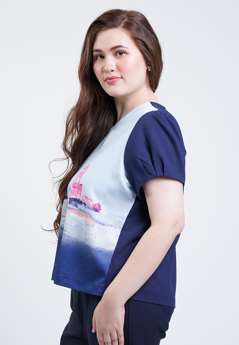 Milly Plus Size Mariz V-neck Relaxed Blouse Top