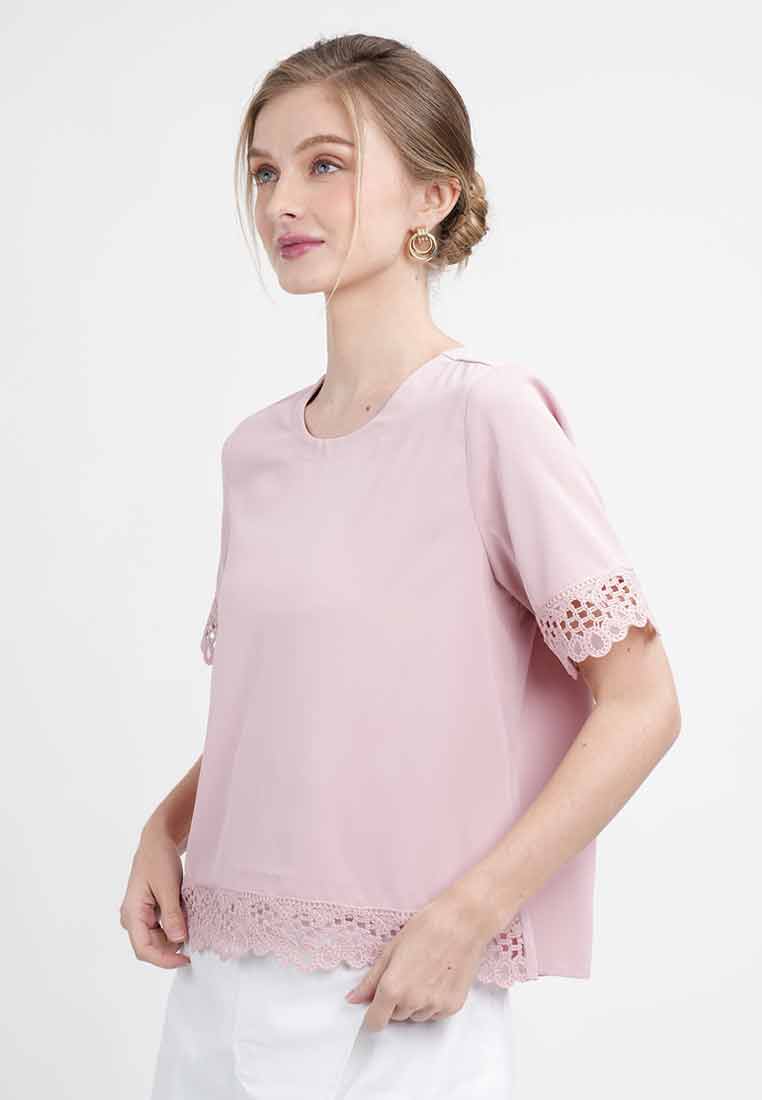 Faye Short-Sleeve Tee with Lace Trim