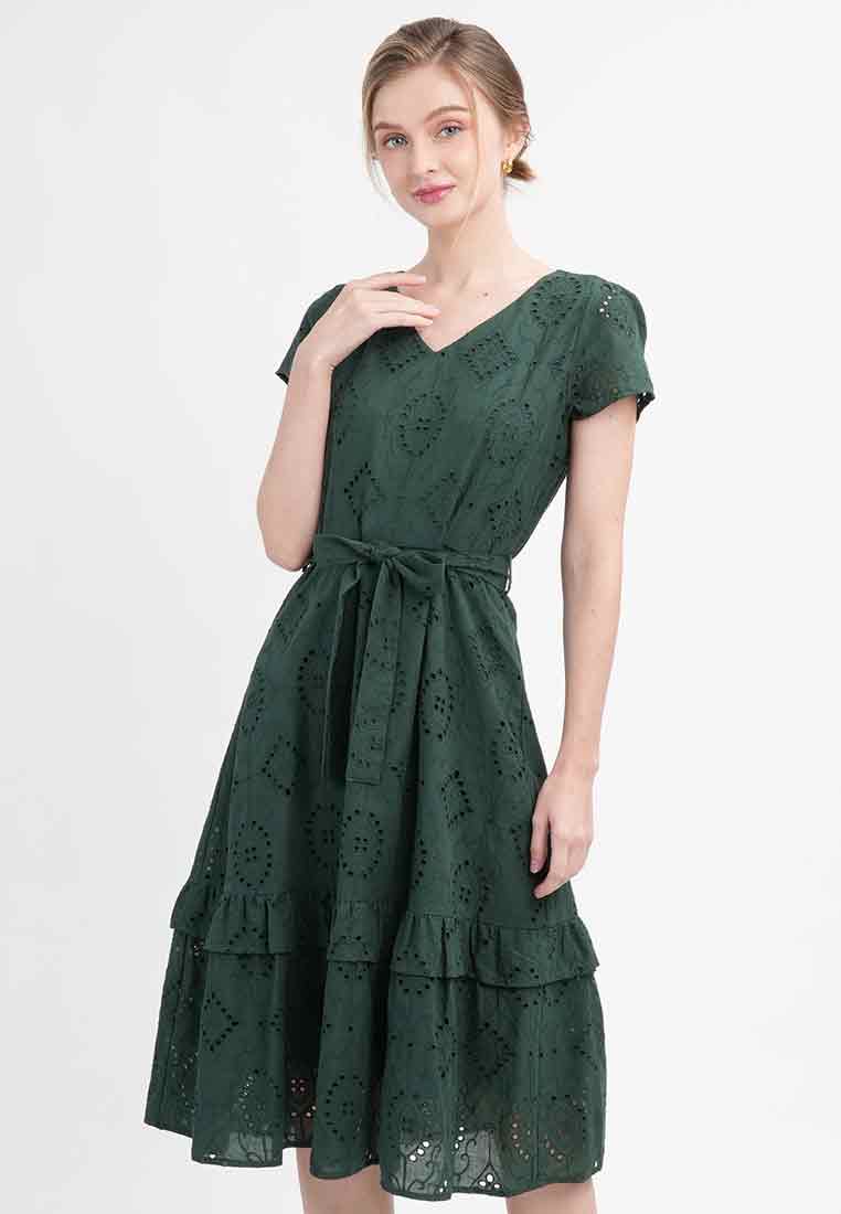 Elise Eyelet Tiered Midi Dress