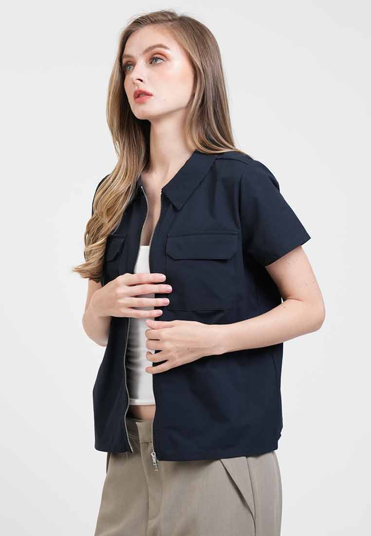 Lucia Zip-Front Utility Shirt