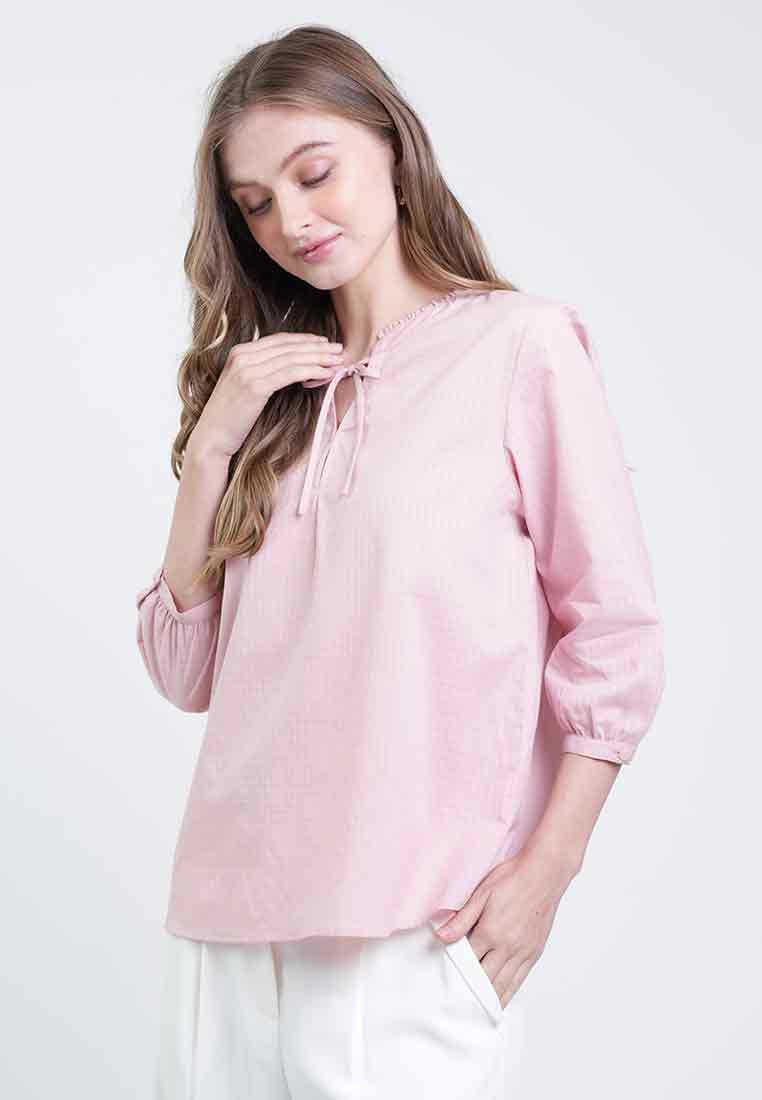 Myla Ruffled Tie-Neck Cotton Top