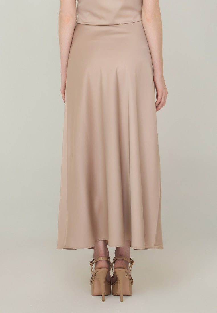 Jianna A-Line Maxi Skirt in Satin Fabric