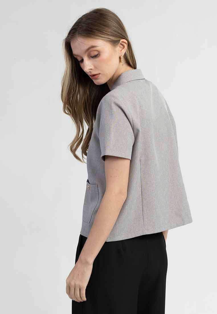 Carys Collared Short Sleeve Button-Down Top