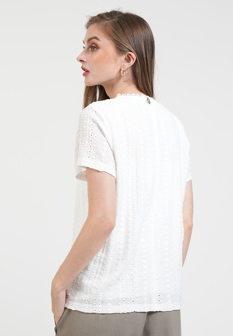 Arrabella Lace Trim Eyelet Top