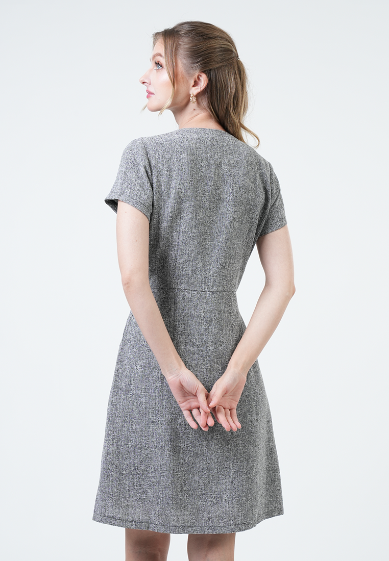 Mara Zip-Detail Tweed Shift Dress