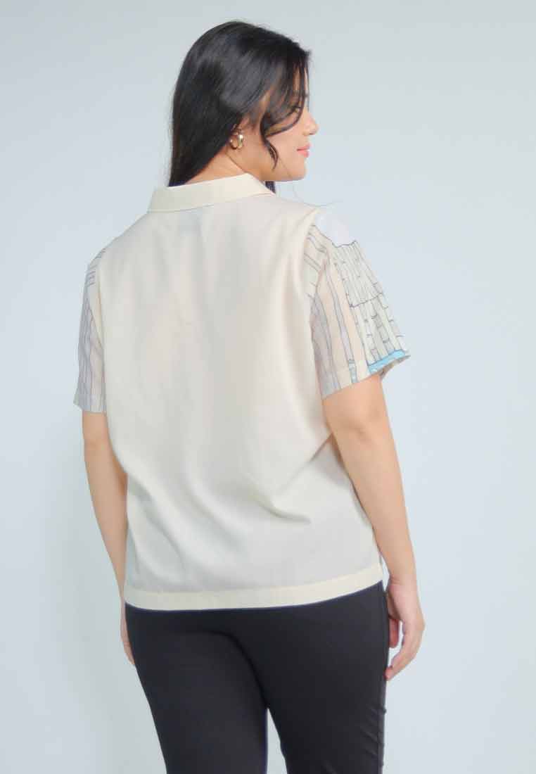 Milly Plus Size Lovenia Collared Top in Cityscape Print