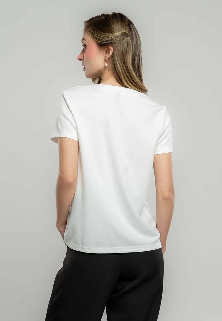 Elana Scallop-Edge Notch Neck Tee