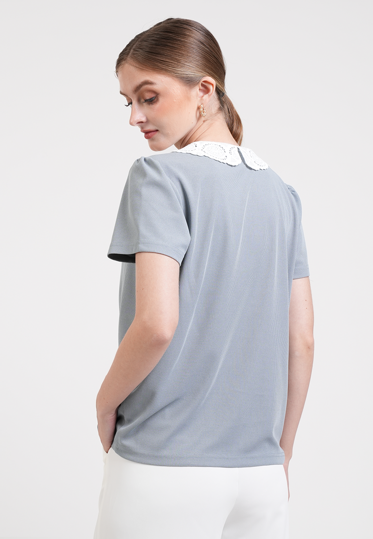 Gretchen Piped Quarter-Zip Top