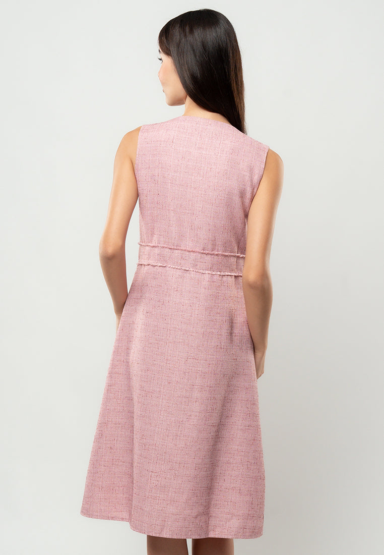 Isabelle Tweed Zip-Front Midi Dress