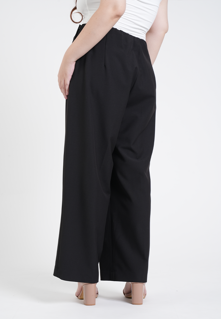 Milly Plus Size Vivienne Side-Button Wide-Leg Trousers