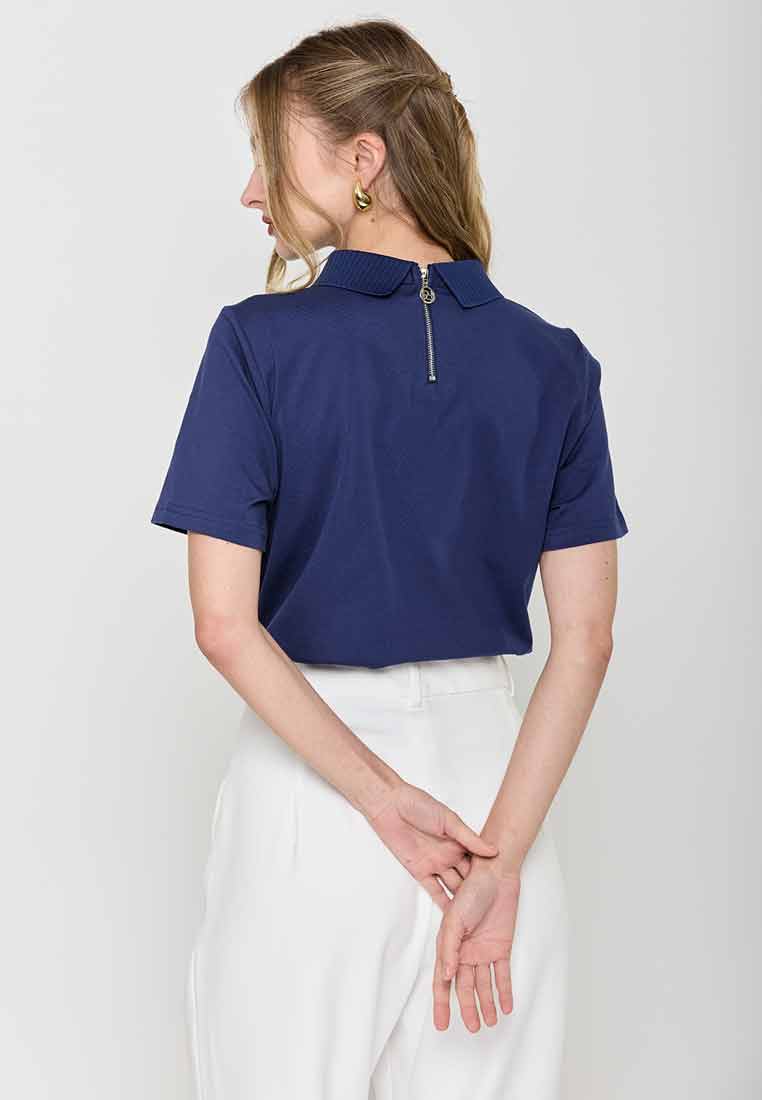 Whitley Collared Eyelet Short Sleeves Top