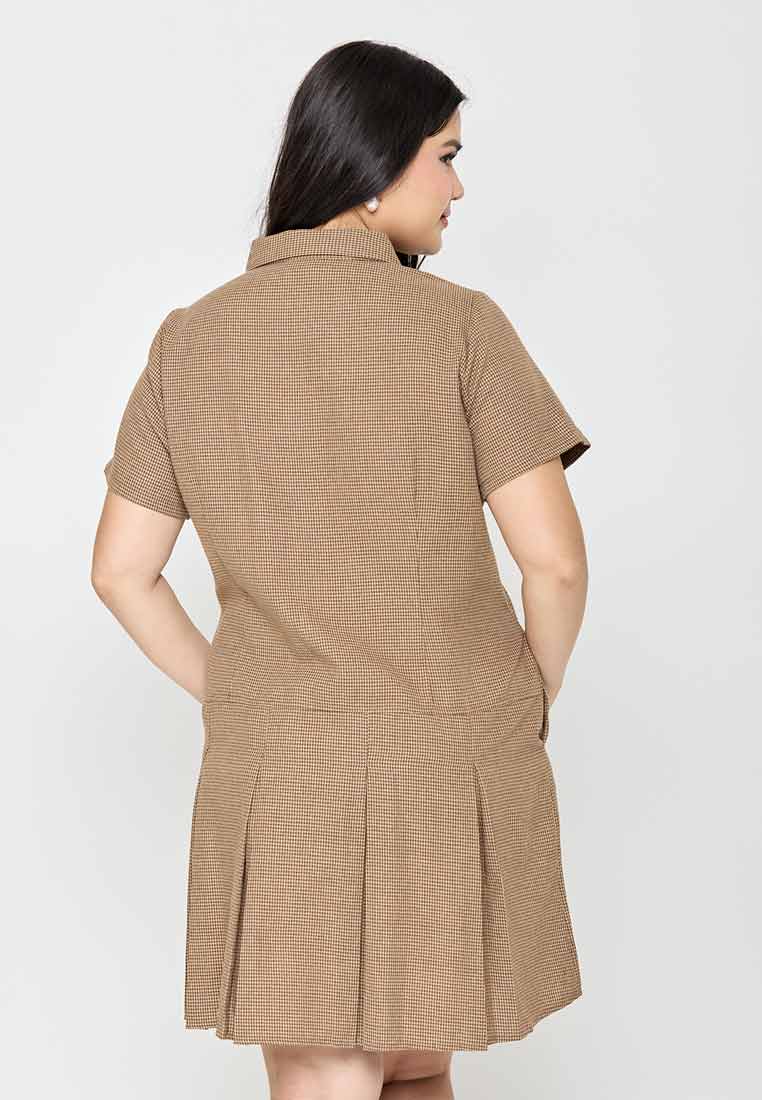Milly Plus Size Sunniva Shirt Dress with Pleated Hem Details