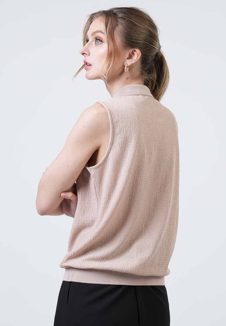 Nola Sleeveless Knit Polo Blouse
