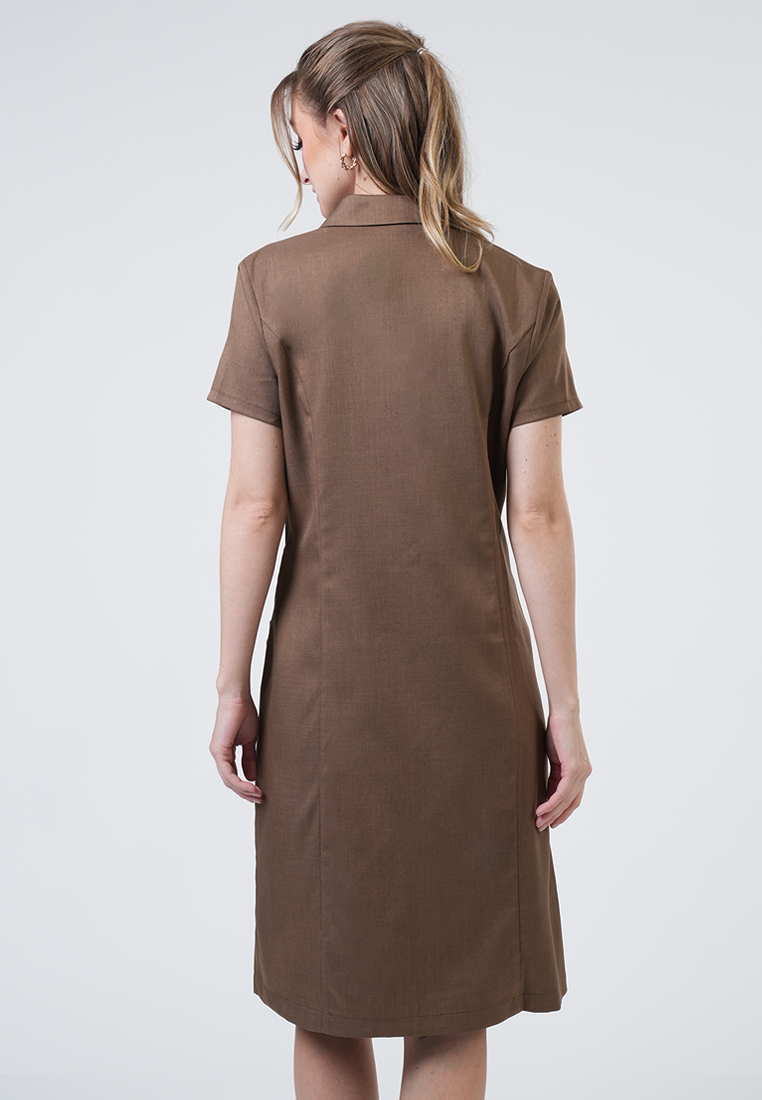 Reese Zip-Front Collared Midi Dress